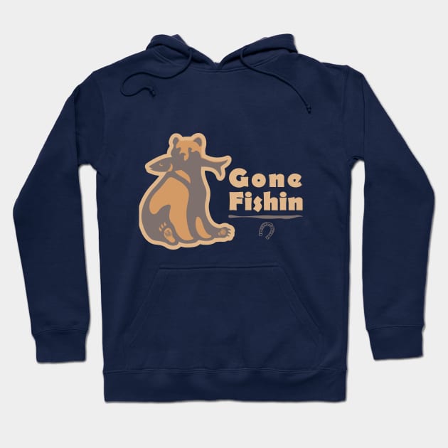 Gone Fishin Bear Hoodie by spicoli13